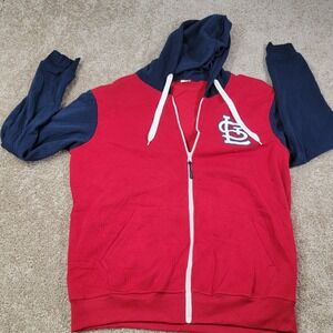 St Louis Cardinals Red Blue Full Zip Hoodie Jacket XL Polyester Baseball